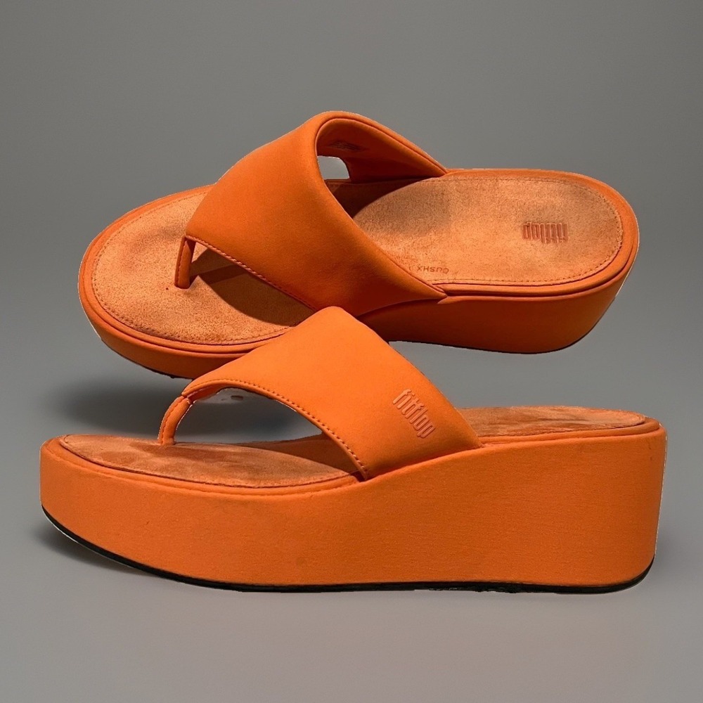 FitFlop Womens Satsuma Lizzie McGuire Platforms Wedge Toe-Post Sandals Size 9